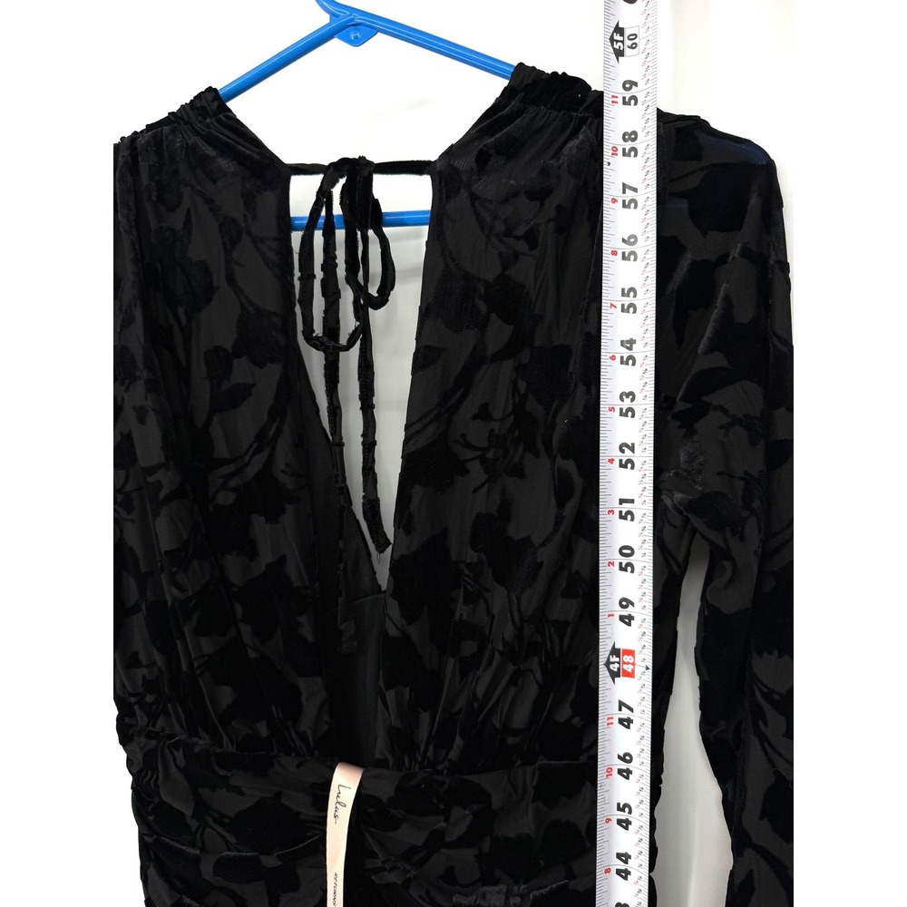 NWT Lulus Black Patricia Floral Burnout Velvet Long Sleeve Maxi Dress Bodycon M - Picture 13 of 14